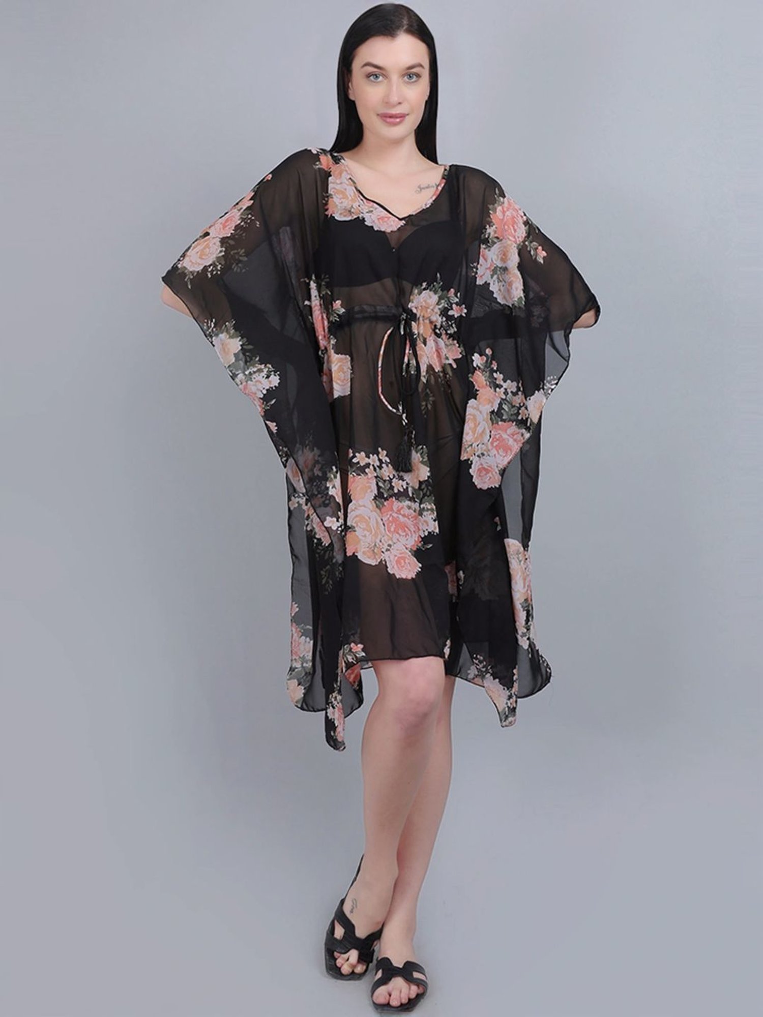 mod & shy Black Printed Kaftan
