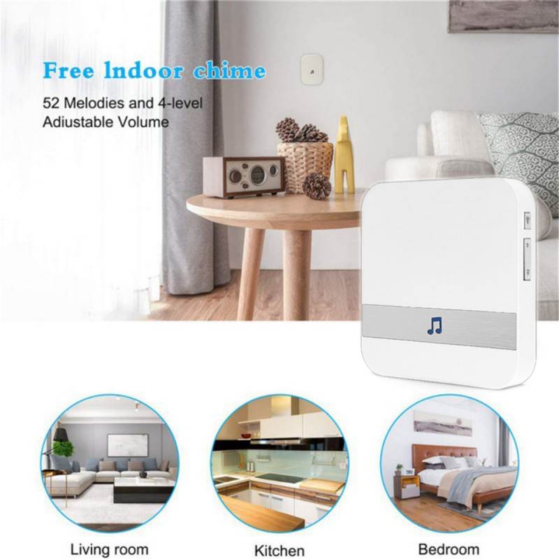 AC90-250V Smart Indoor Doorbell Chime Wireless WiFi Door Bell US  Plug (Black)