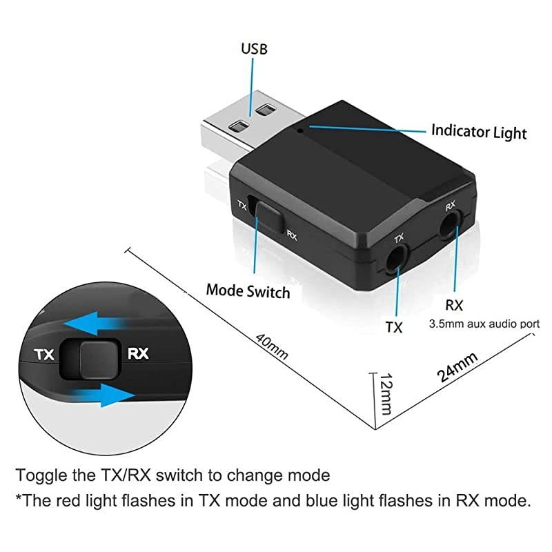 USB Bluetooth Adapter USB Bluetooth 50 Audio Transmitter ReceiverHandsFree Calling 3in1 35mm USB Bluetooth Aux Adapter for Car PC HeadphoneTV