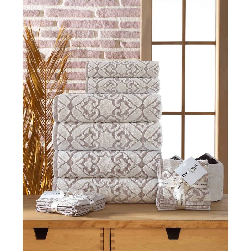 2pc Gonzales Turkish Cotton Bath Towel Set Silver - Enchante Home