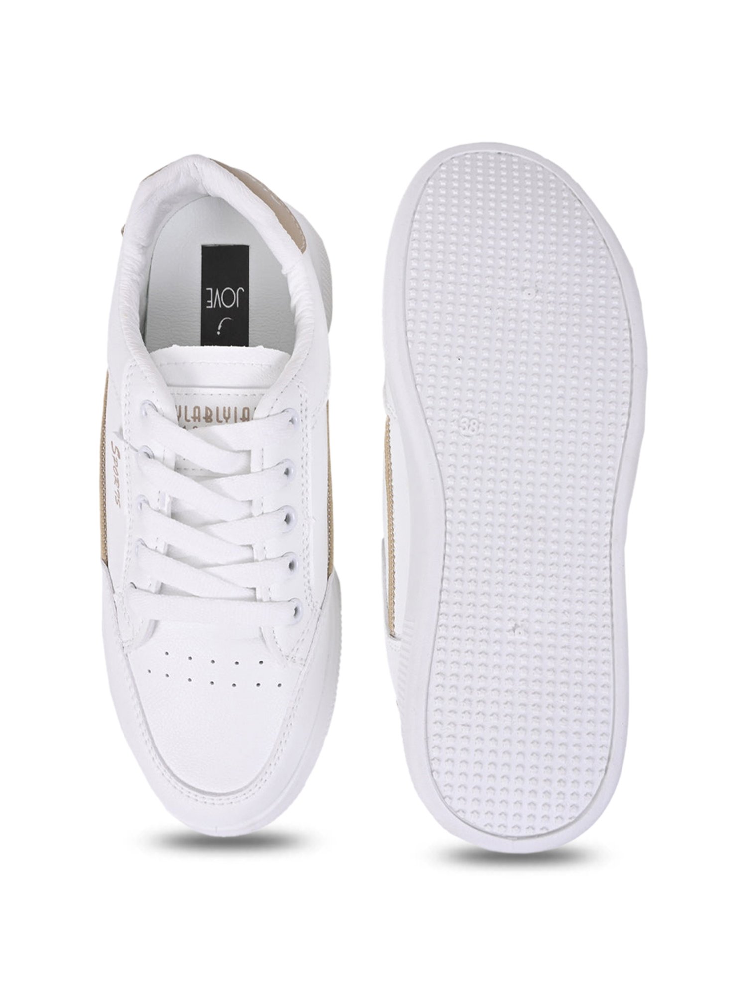 Jove Women's Pearl White & Khaki Sneakers