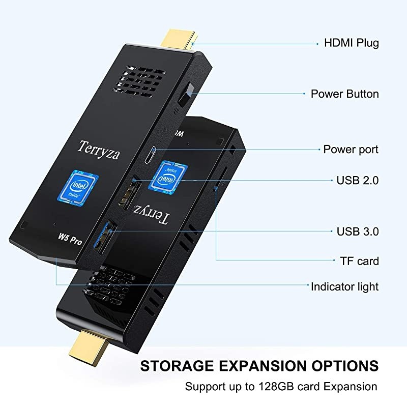 Stick 8GB DDR3/120GB ROM Intel Atom Z8350 Windows 10 Pro 64bit Mini Computer Stick, Support Auto-on After Power Failure, Dual Band WiFi 2.4/5G,4K HD, BT 4.2
