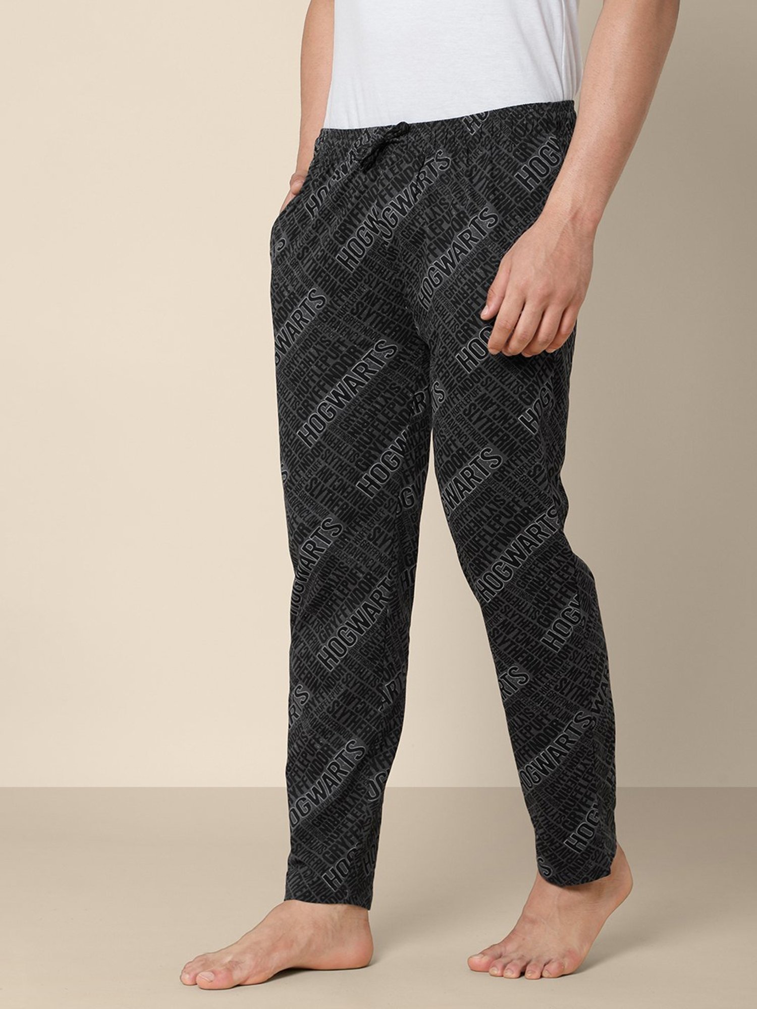 Free Authority Grey Cotton Regular Fit Harry Potter Printed Nightwear Pyjamas