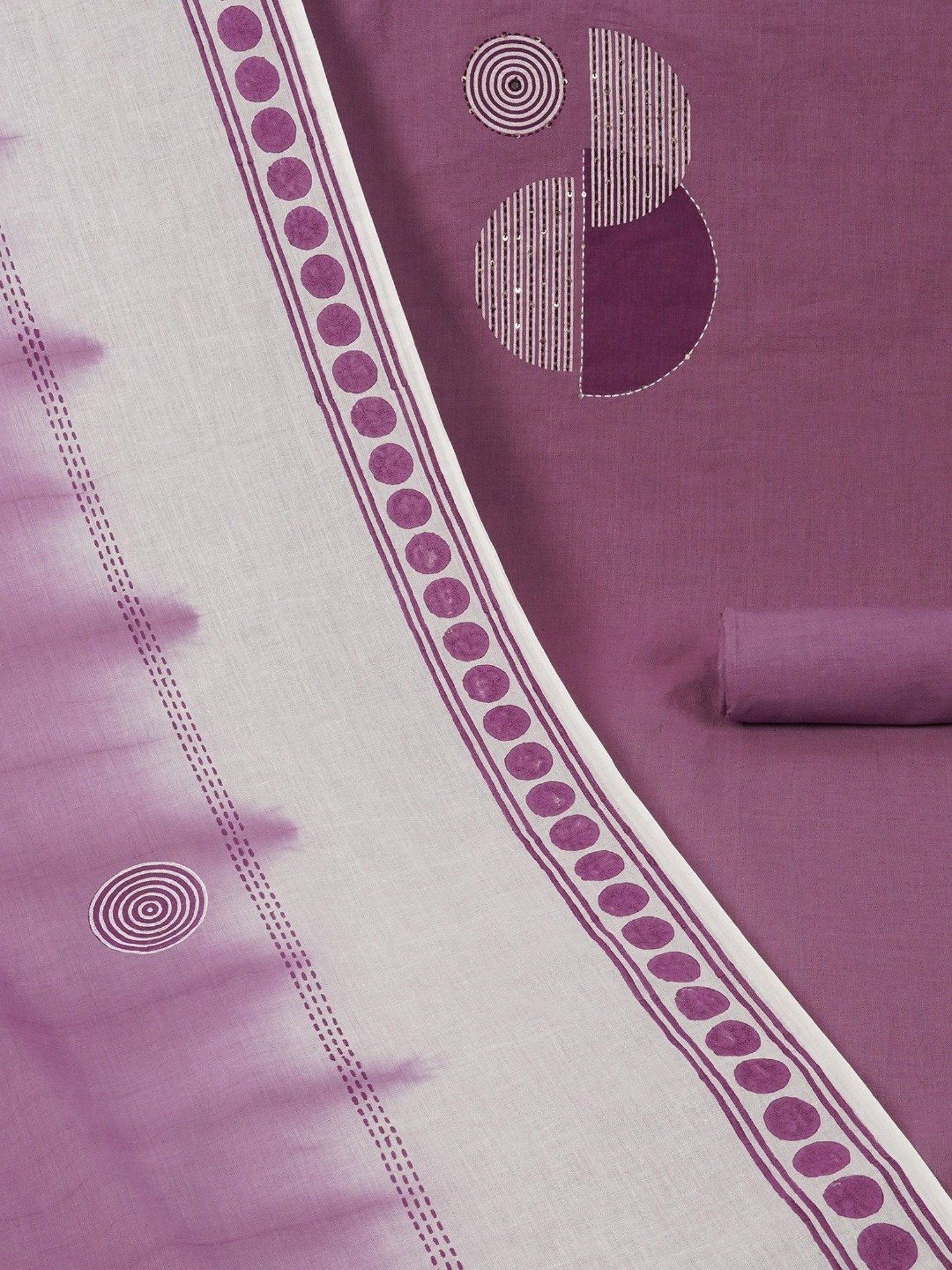 Kami Kubi Purple Geometric Dress Material