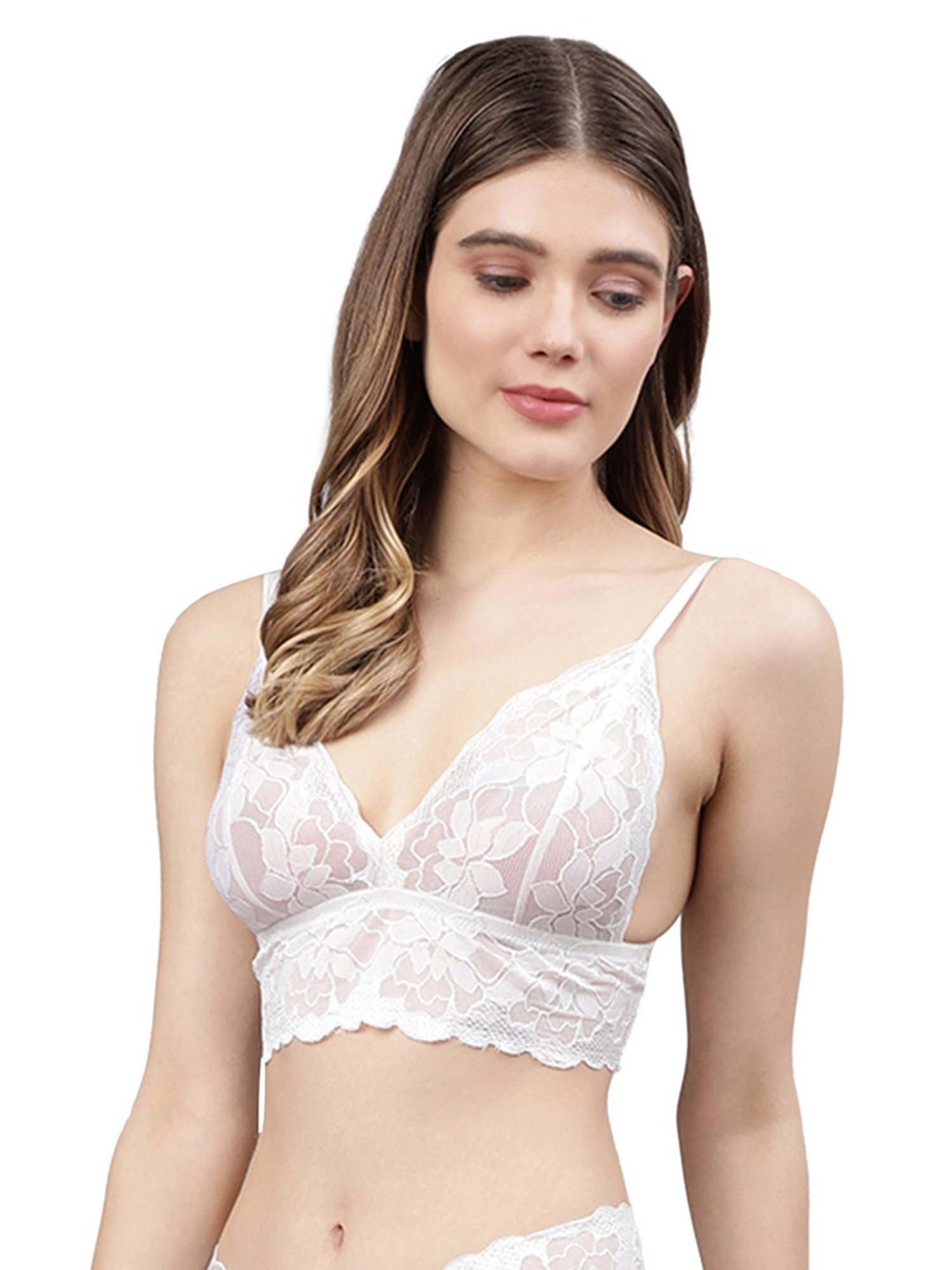 Cukoo White Lace Full Coverage Non-Padded Bralette