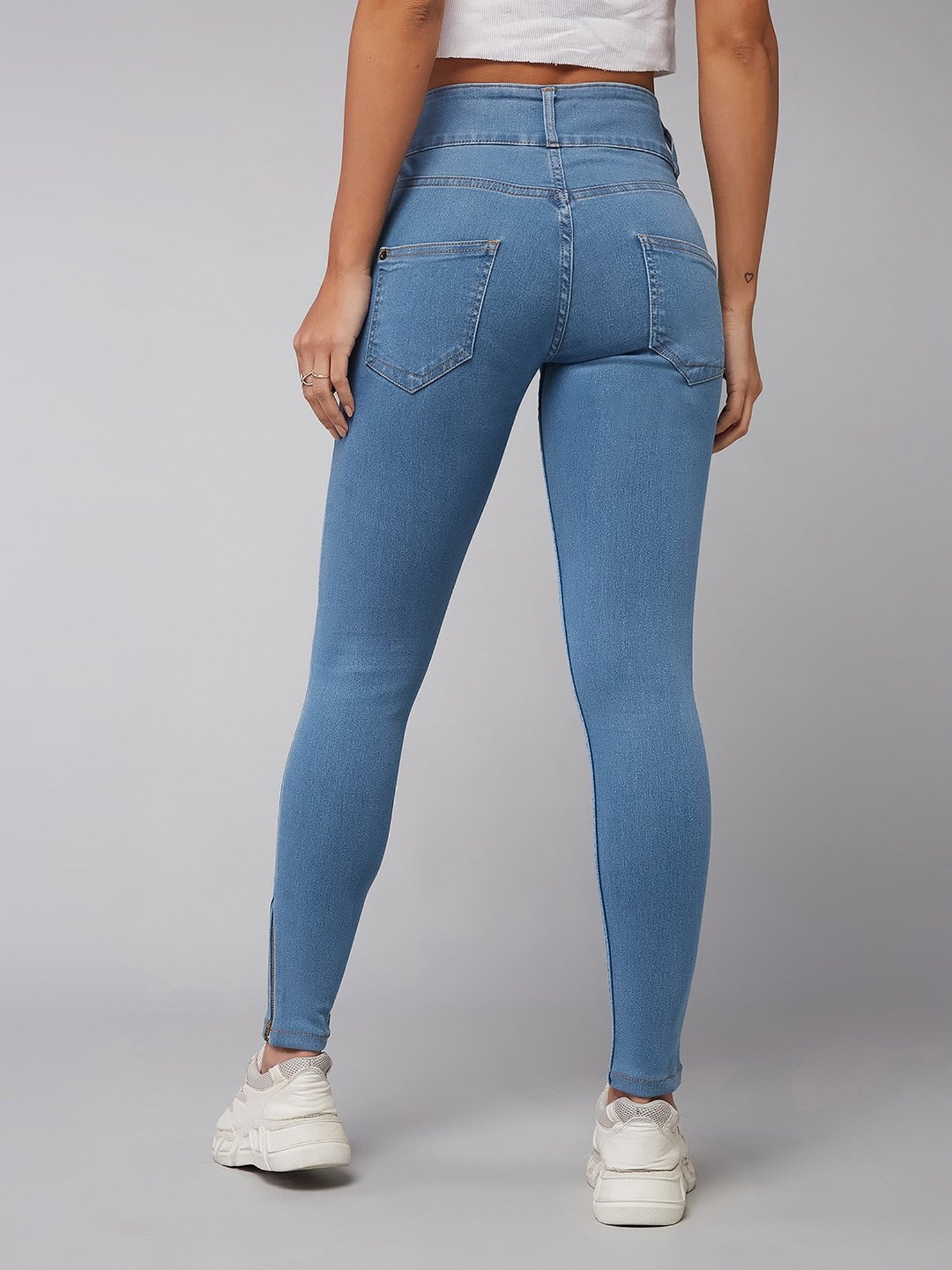 DOLCE CRUDO Blue Denim Skinny Fit High Rise Jeans