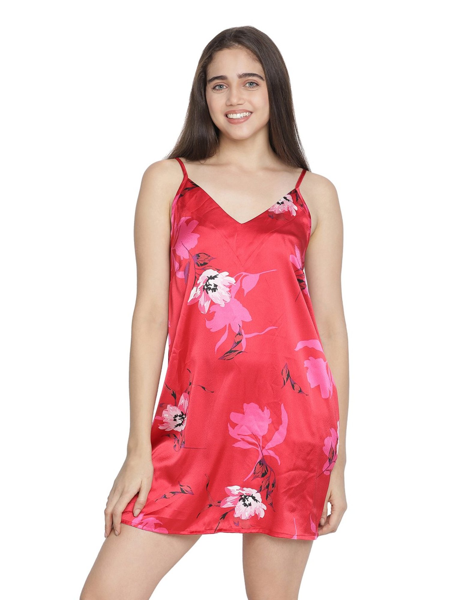 Oxolloxo Pink Printed Night Dress