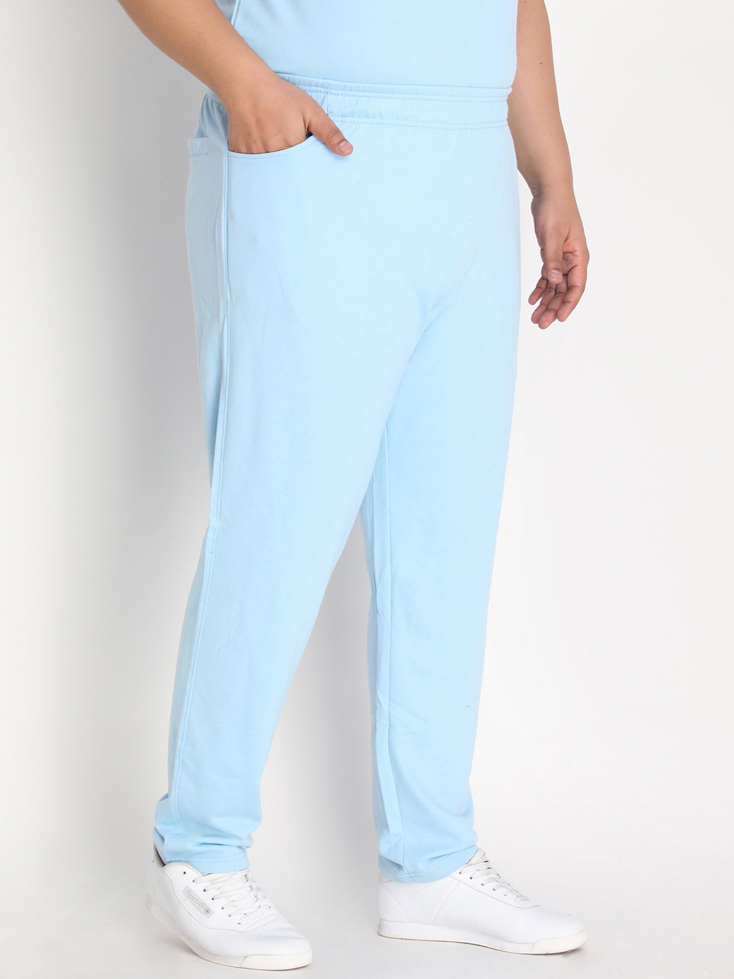 Chkokko Sky Blue Cotton Relaxed Fit Trackpants