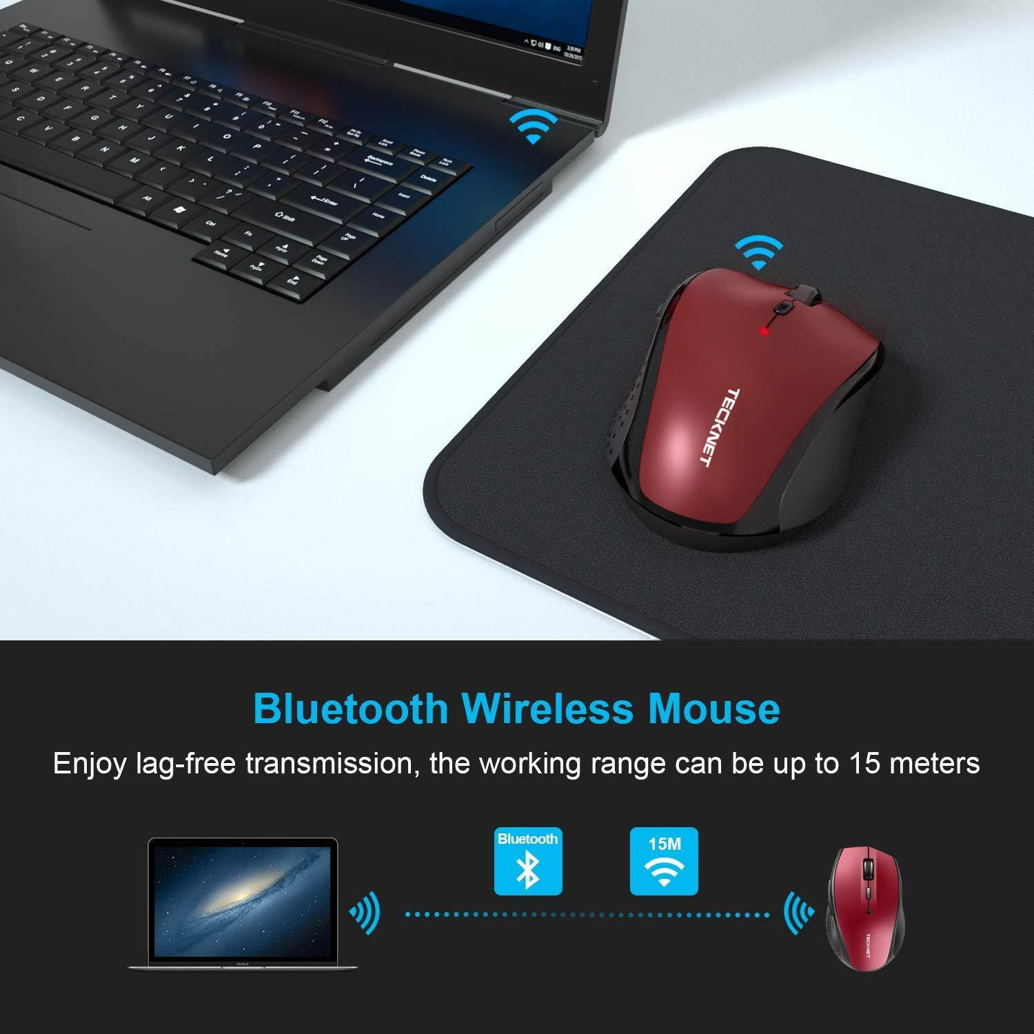 TECKNET Bluetooth Wireless Mouse (BM308) (Red)
