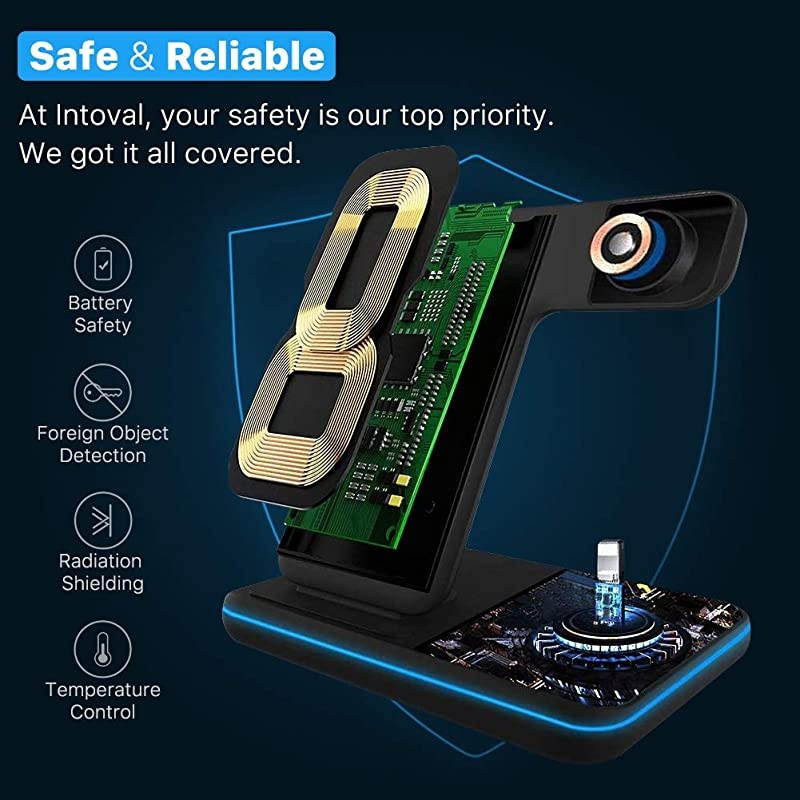 Wireless Charger True 3 in 1 for Apple iPhoneiWatchAirpods QiCertified Charging Station for iPhone 1211ProMaxXSMaxXRXSX iWatch 6SE5432 Airpods Pro21 Z5Black