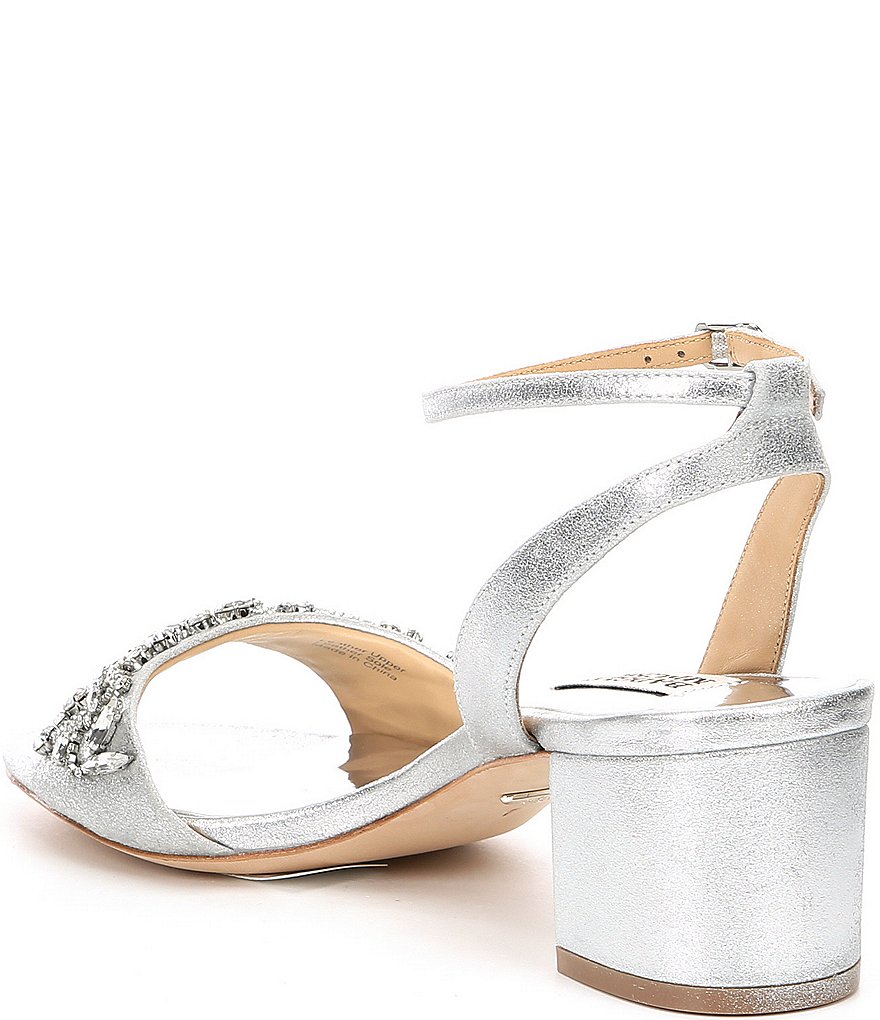 Badgley Mischka Ivanna Metallic Leather Block Heel Dress Sandals