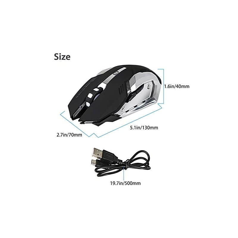 Wireless Optical Gaming Mouse w/USB Receiver, 7 Color Changing Wireless Laptop Mouse, Rechargeable Game Mice with 4 Adjustable CPI Levels for PC, Laptop, Computer, Gaming Players