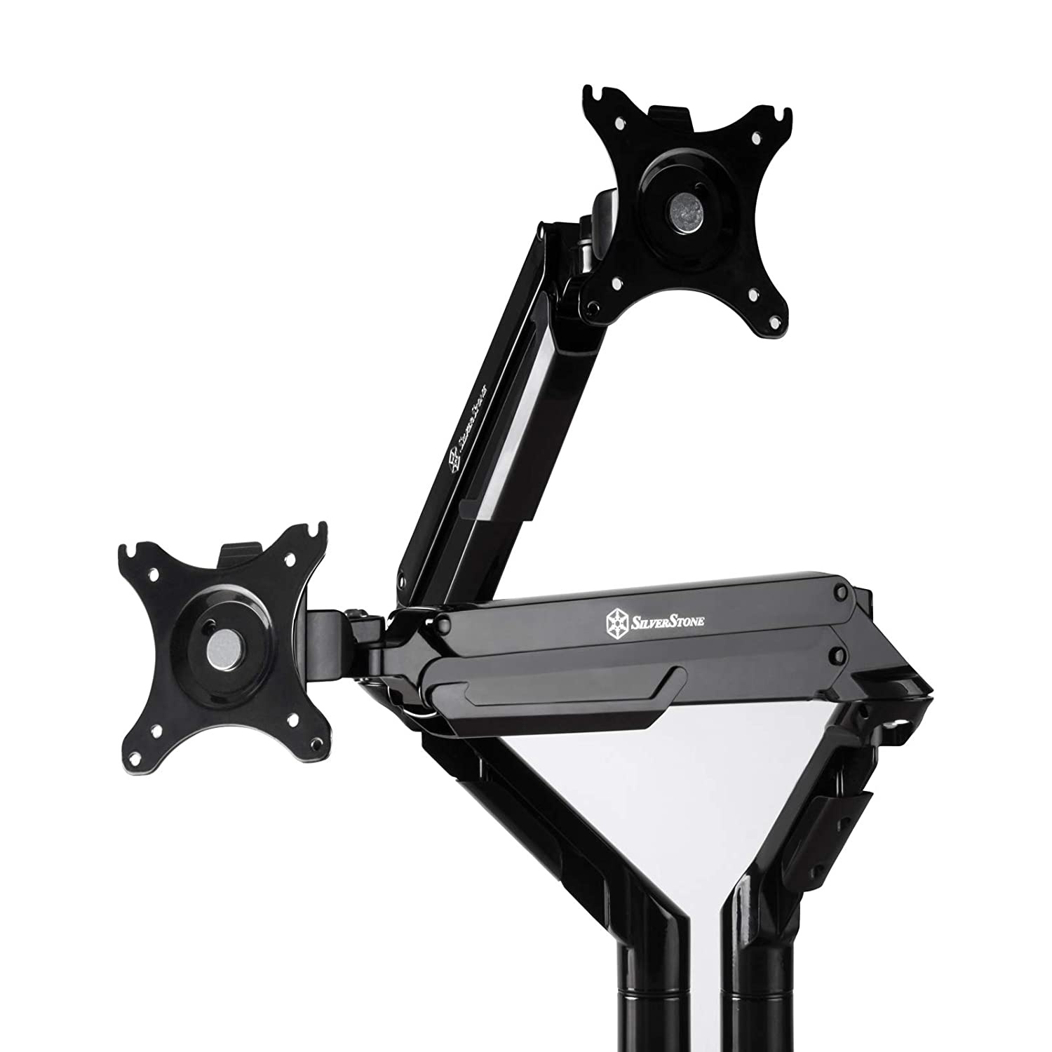 SilverStone Technology ARM21B Dual Vesa Monitor Riser Arm Mount for 2 Monitors up to 36" and 9Kg Each (Acer and Asus Monitor Compatible) (SST-ARM21B)