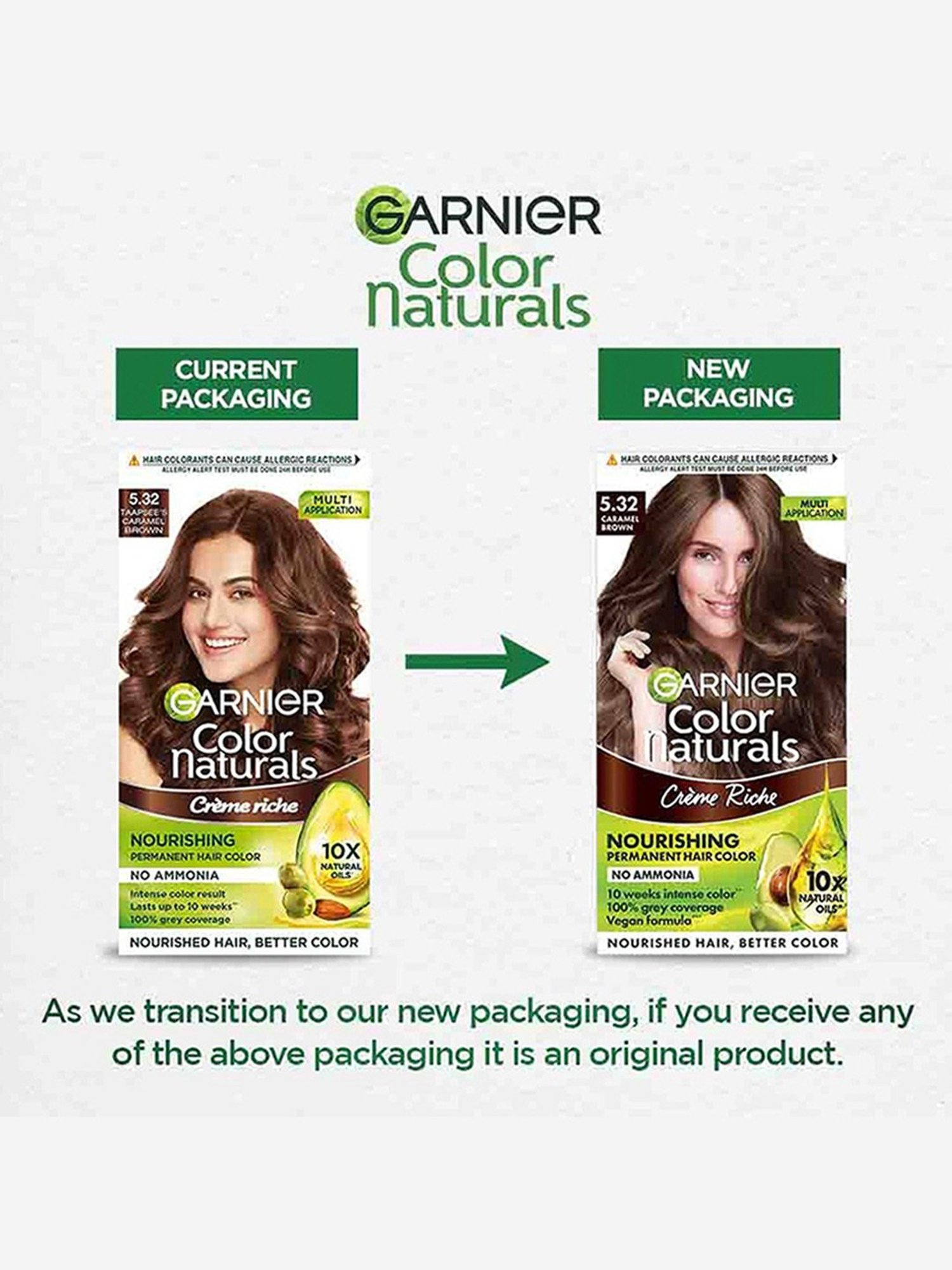 Garnier Color Naturals Creme Hair Color Shade 5.32 Caramel Brown - 70 ml + 60 gm