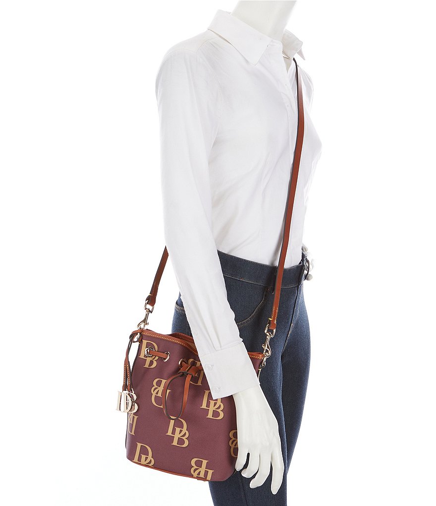 Dooney & Bourke Signature Monogrammed Collection Small Drawstring Bucket Bag
