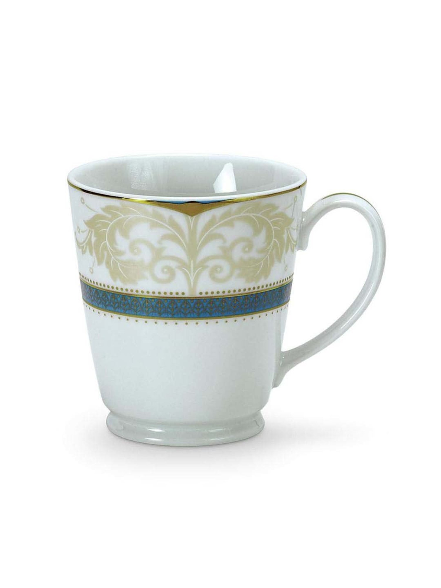 Noritake Royal Fountain White & Beige Poreclain Milk Mug (0.37 L) - Set of 2