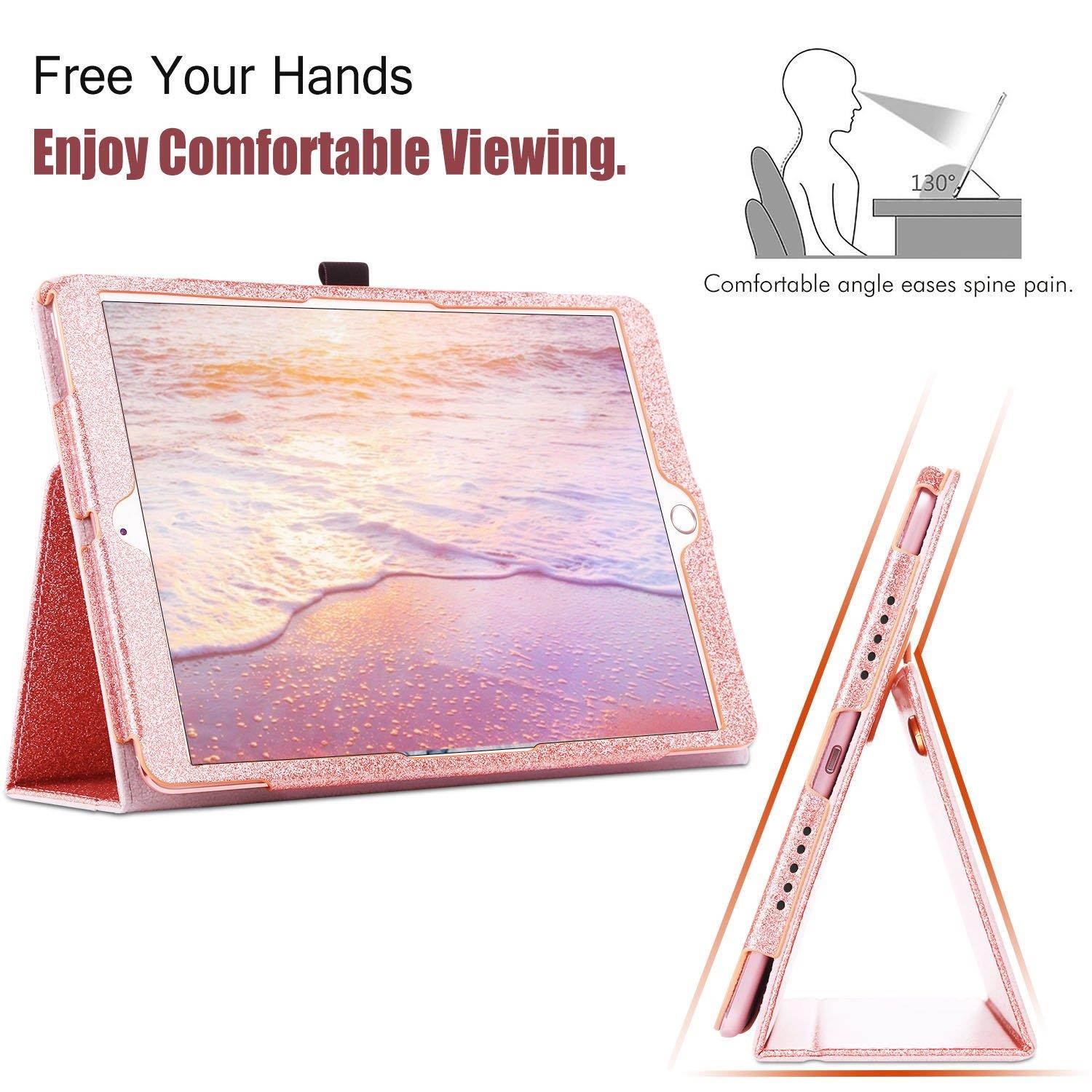 BENTOBEN iPad Air (3rd Gen) 10.5" 2019/ iPad Pro 10.5 2017 Case with Pencil Holder Folio Stand Smart Auto Wake/Sleep Glitter Slim Protective iPad Cover for 10.5 Inch iPad Pro & iPad Air 3 Rose Gold