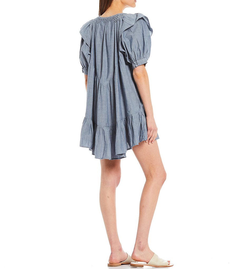 Free People Amelie Ruffle Sleeve Scoop Neck Mini Dress