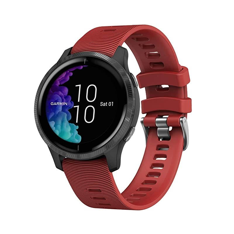 Garmin Venu GPS Smartwatch with AMOLED Display and Included  3 Straps Bundle (Black/Gold, Berry/Pink/White)