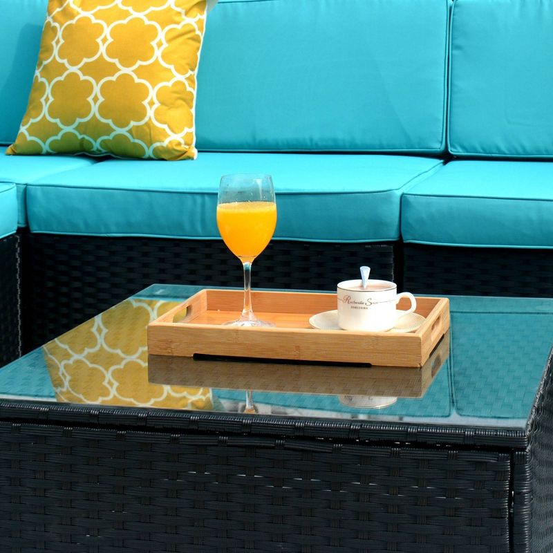 7pc Rattan Wicker Patio Sectional Sofa Set with Cushions & Pillows - Art Leon