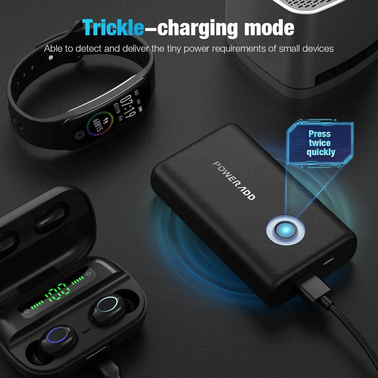 POWERADD Power Bank EnergyCell QC 10000 Power QC 18W Portable Charger Small & Light Ultra-Compact High-Speed Charging External Battery for iPhone Samsung Galaxy AirPods Tablets and More