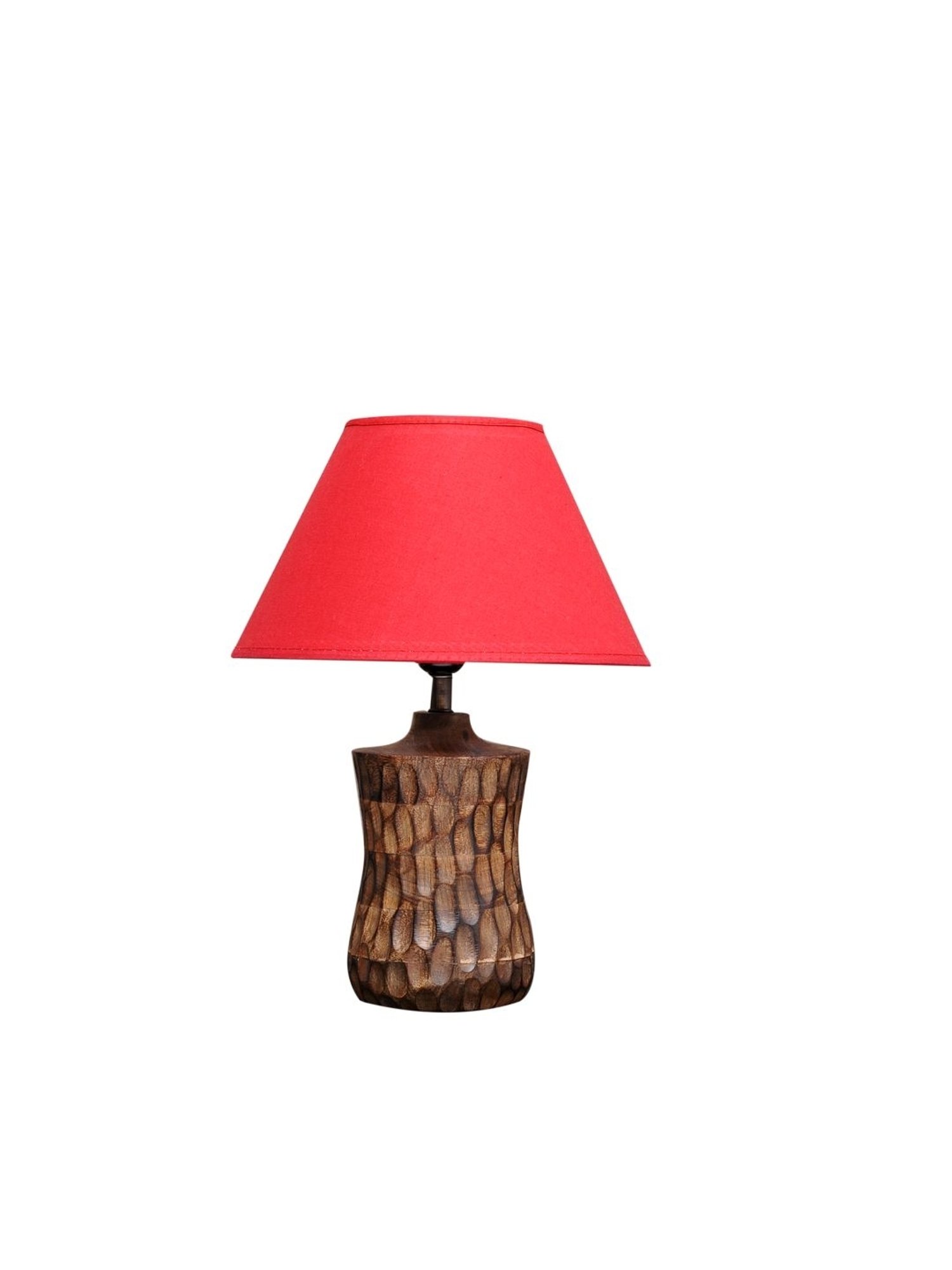 Kapoor Lamp Shades Brown & Red Wood Emmett Carved Table Lamp