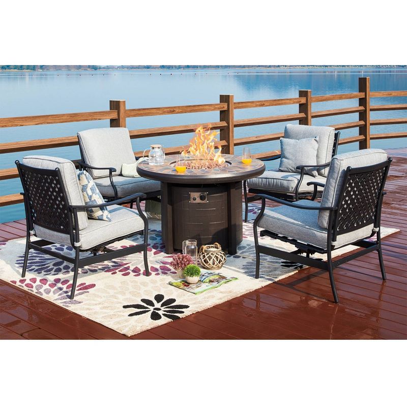 5pc Patio Steel Patio Seating Sets Gray - Lokatse