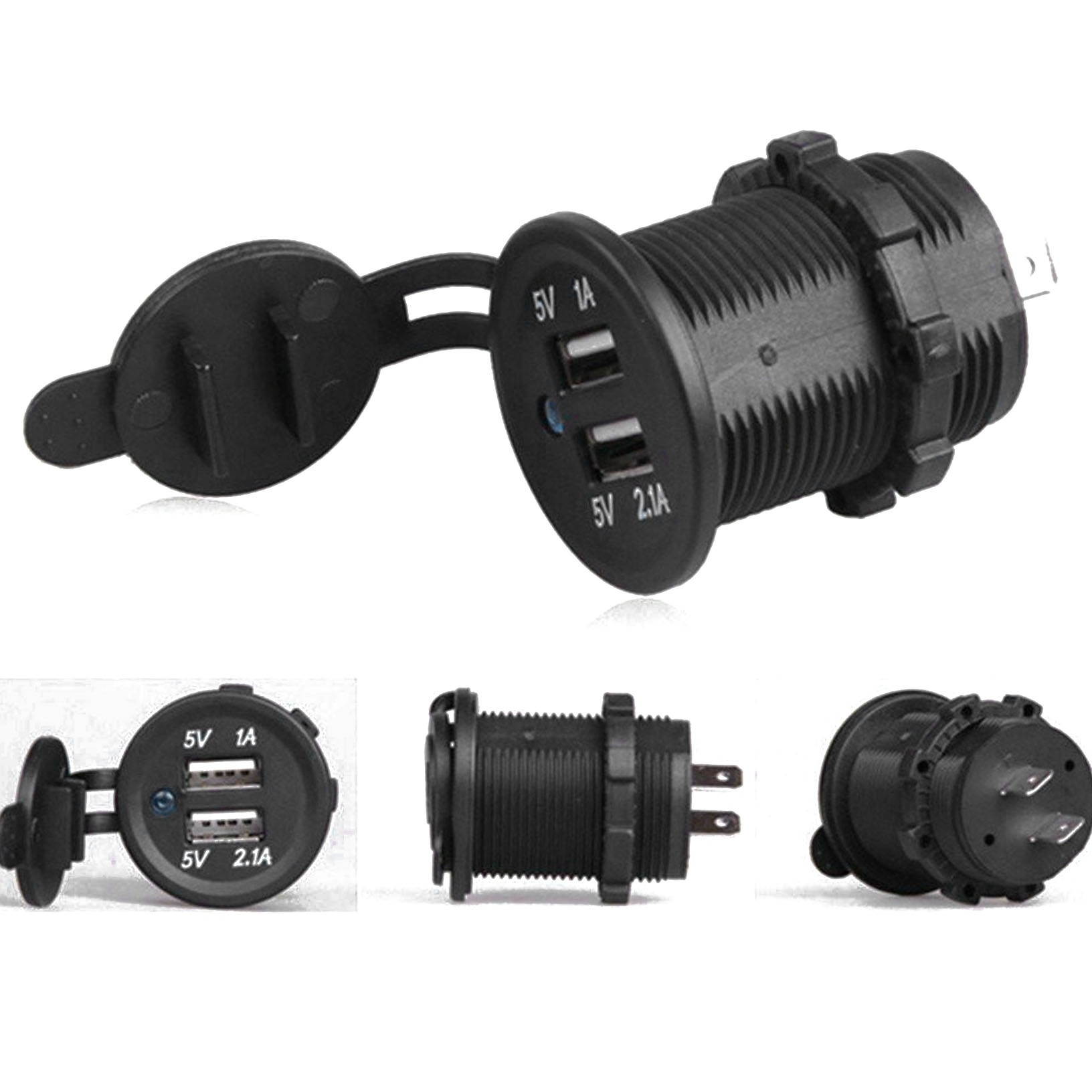 Dual 12V USB Car Cigarette Lighter Socket Splitter Charger Power Adapter Outlet