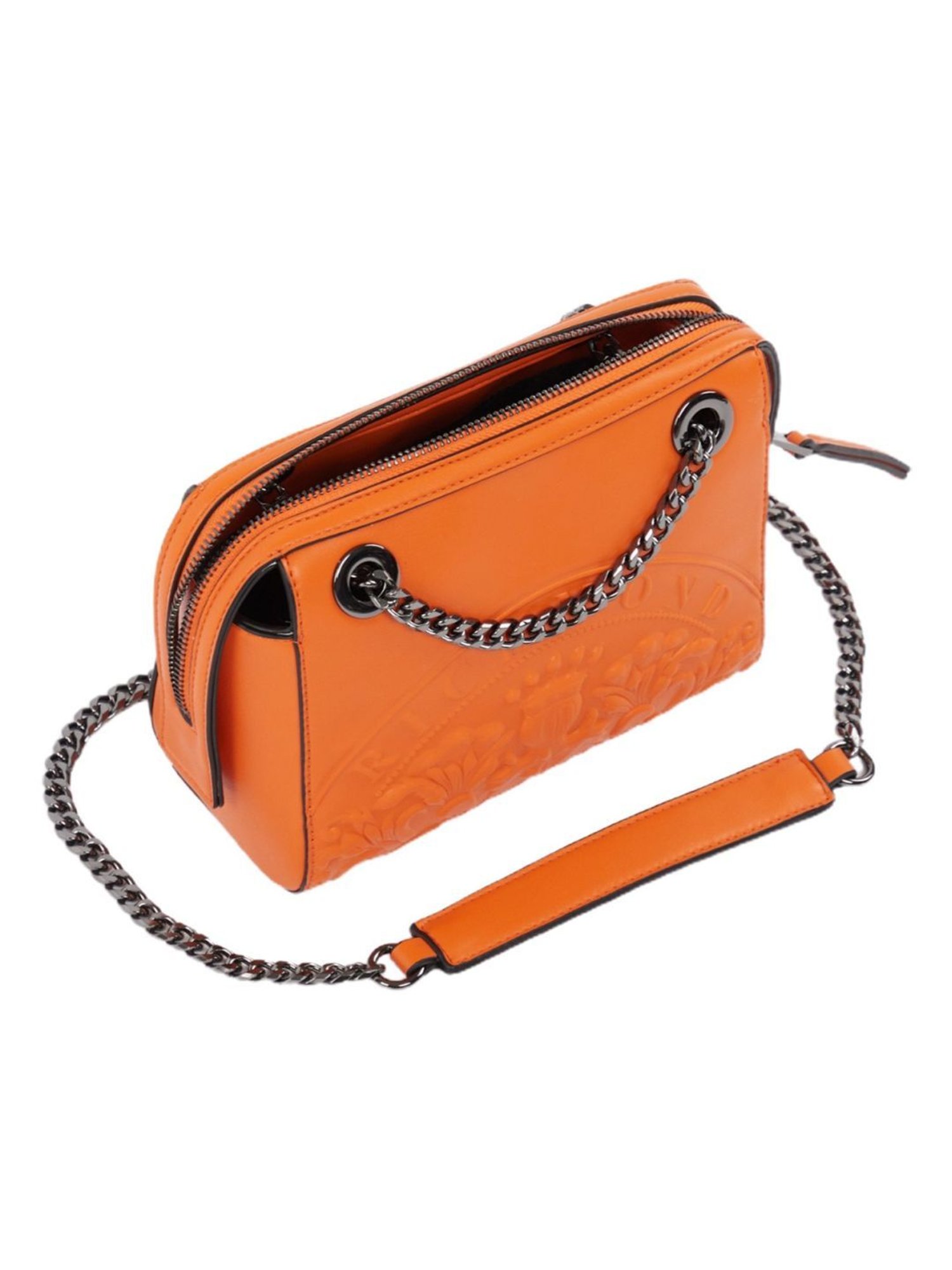 John Richmond Orange Tenorm Textured Small Shoulder Bag