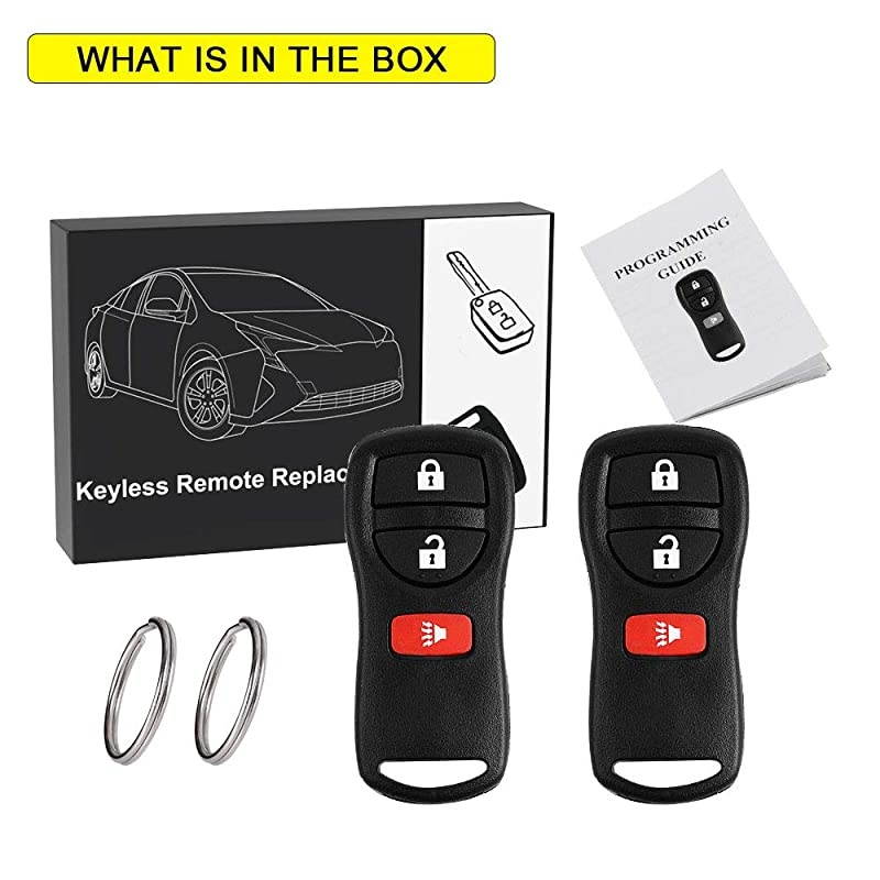 2 Key Fob Compatible for Nissan Frontier Armada Murano Quest Titan NV Pathfinder Xterra Versa Car Keyless Entry Remote Replacement for KBRASTU15