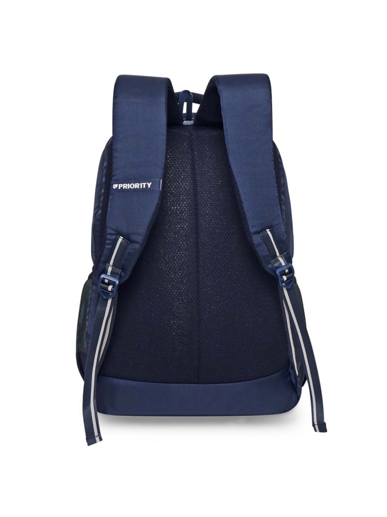 Priority Genius Navy Blue & Grey Polyester Solid Backpack - 29.44 Ltrs
