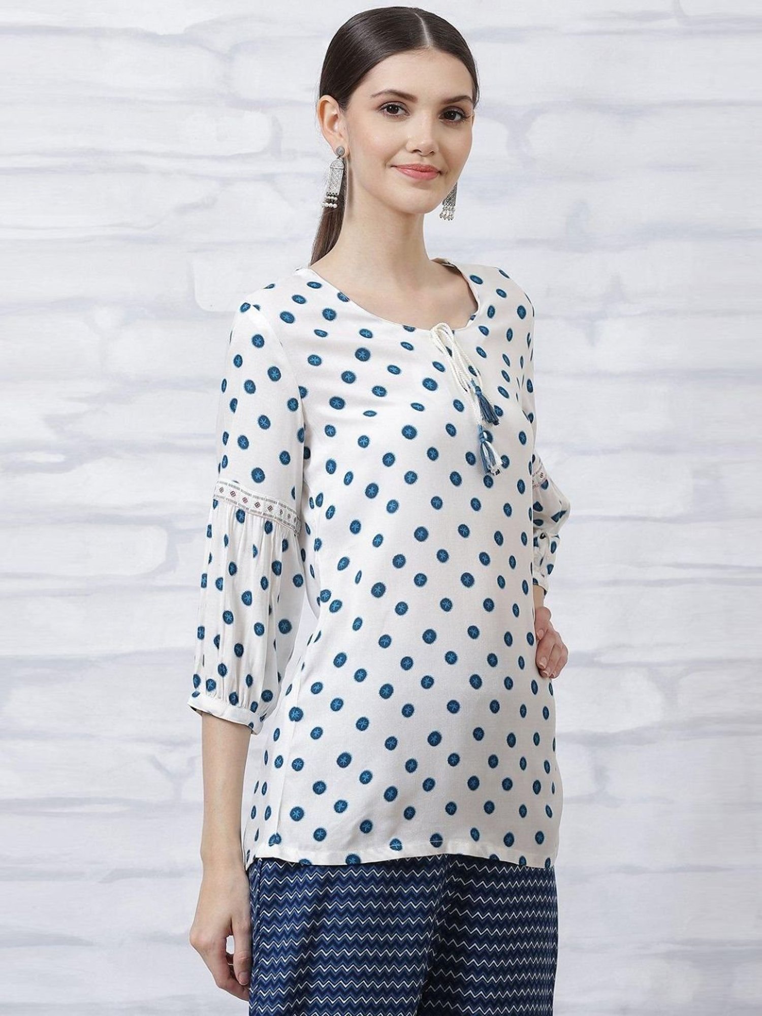 Rangriti White Printed Tunic