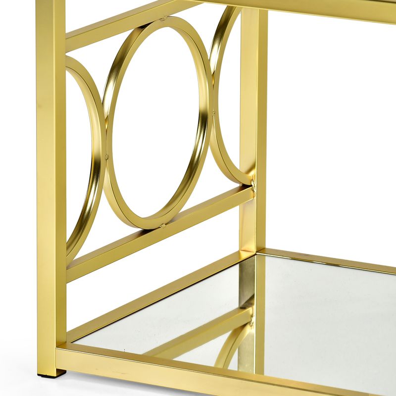 Olympia End Table Glass Iron and Chrome - Steve Silver