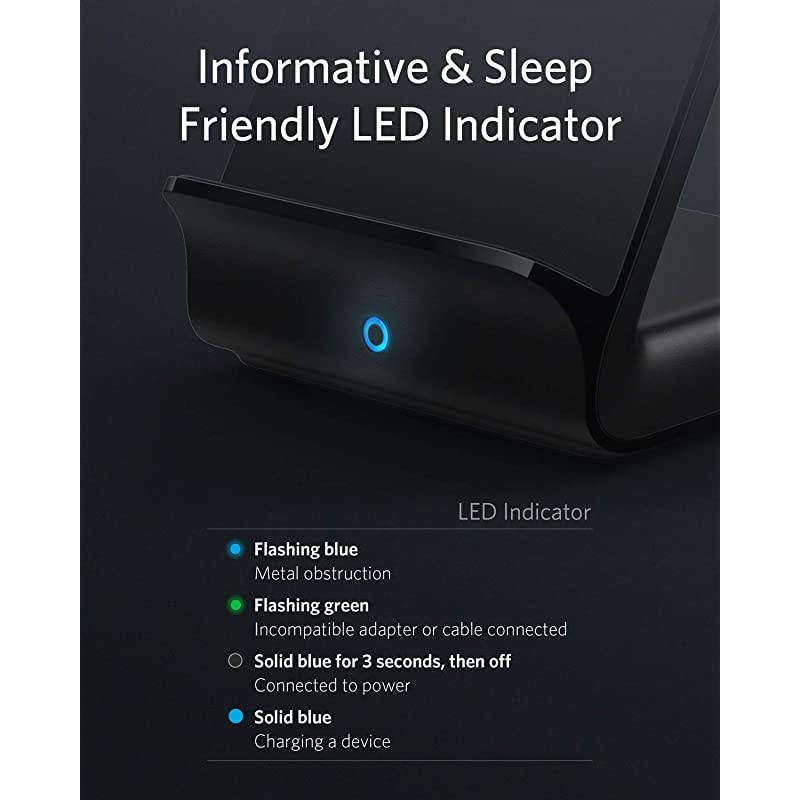 Wireless Charger, PowerWave 7.5 Stand, Qi-Certified, Fast Charging iPhone 11, 11 Pro, 11 Pro Max, XR, Xs Max, Xs, X, 8, 8 Plus, Galaxy S 20 S10 S9 S8, Note 10 Note 9 (No AC Adapter) - White