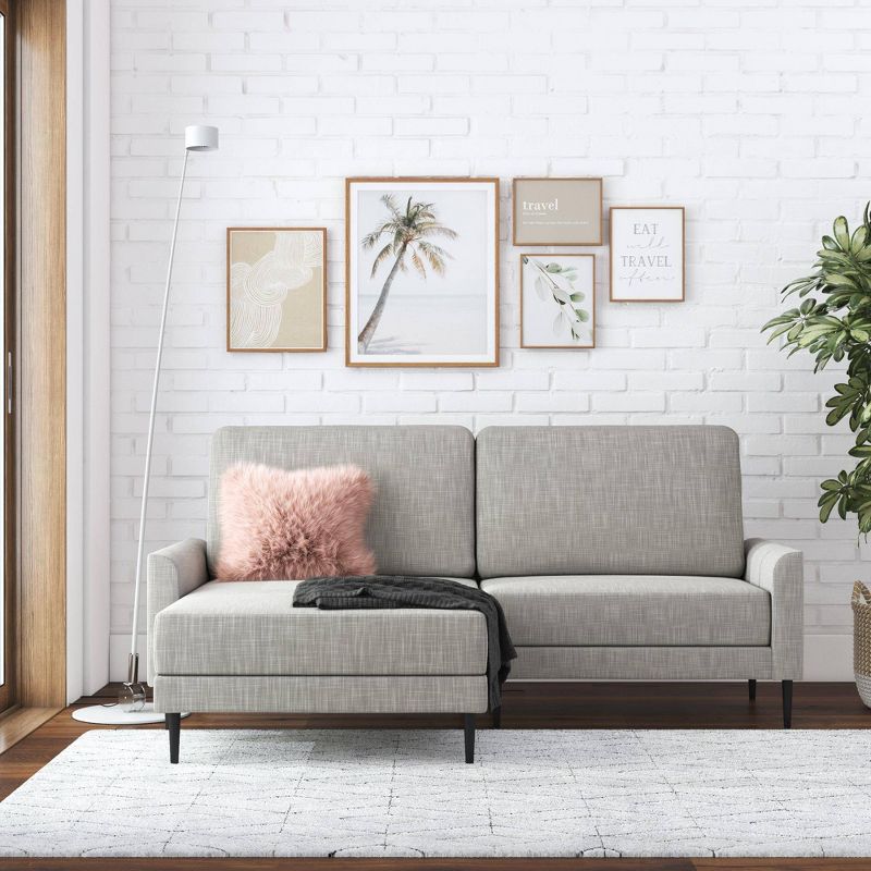 Francis Upholstered Sectional Sofa with Interchangeable Chaise Light Gray Linen - CosmoLiving by Cosmopolitan