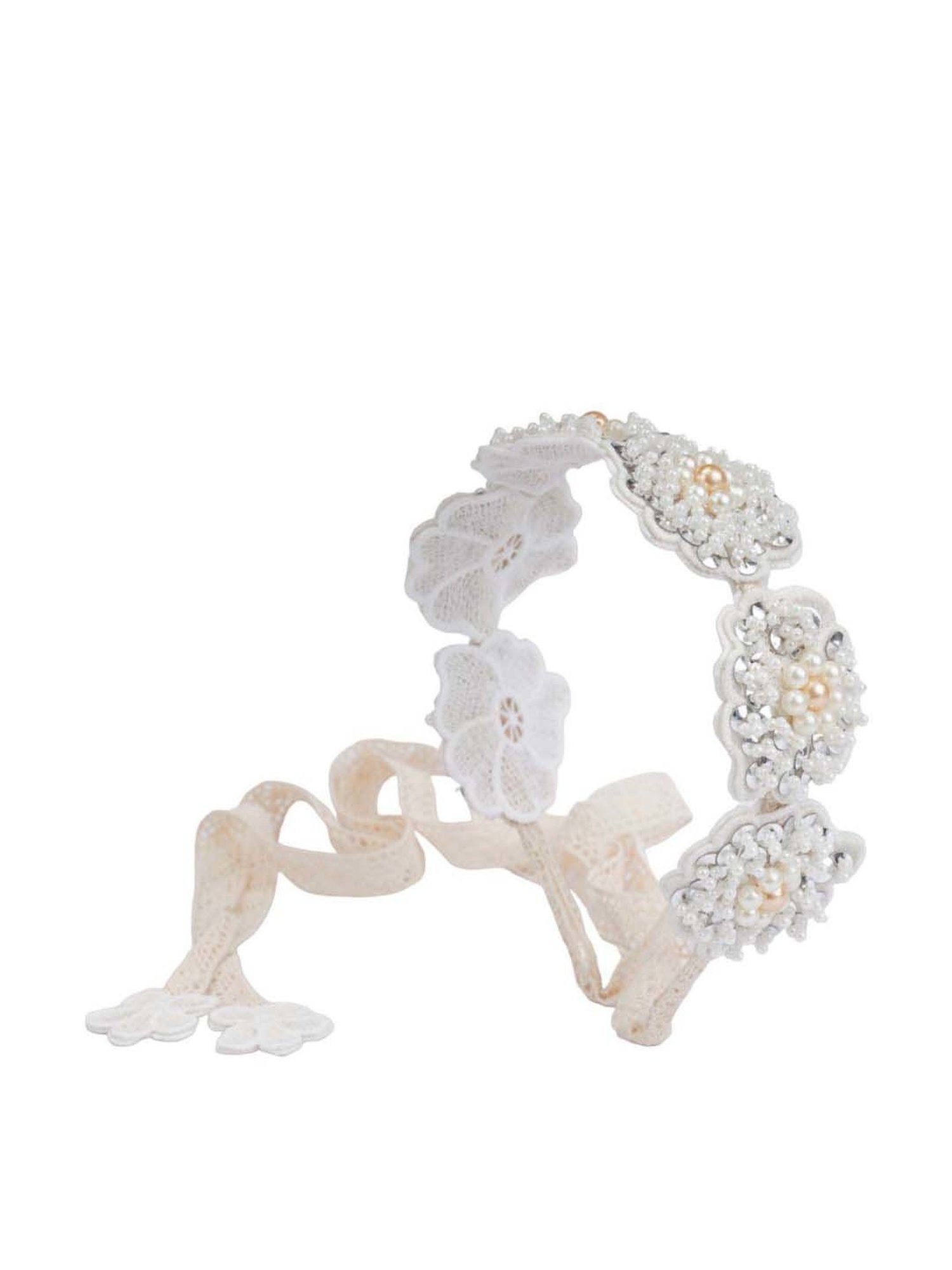 Choko Off White Embellished Hair Band