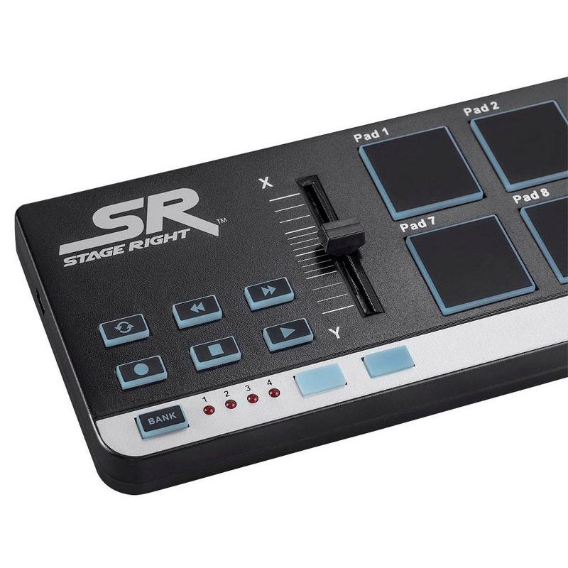 Monoprice SRP12 Compact USB Pad Controller with 12x Velocity Sensitive RGB Pads and 2x Assignable Buttons, 6x MMC Buttons - Stage Right Series