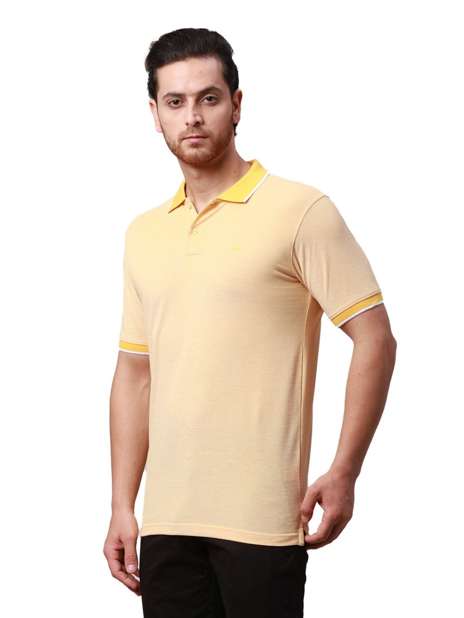 Park Avenue Yellow Slim Fit Polo T-Shirt