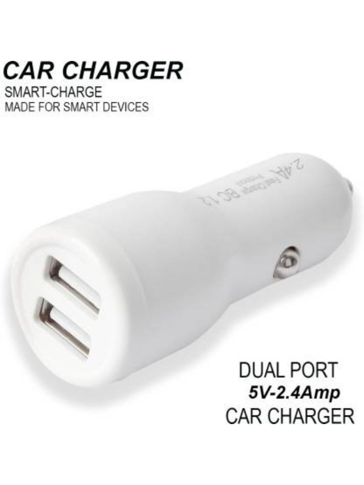 ERD 2.4 Amp Turbo Car Charger - (White)