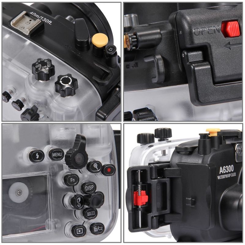 40m Underwater Depth Diving Case Waterproof Camera Housing for Sony A6300 Black