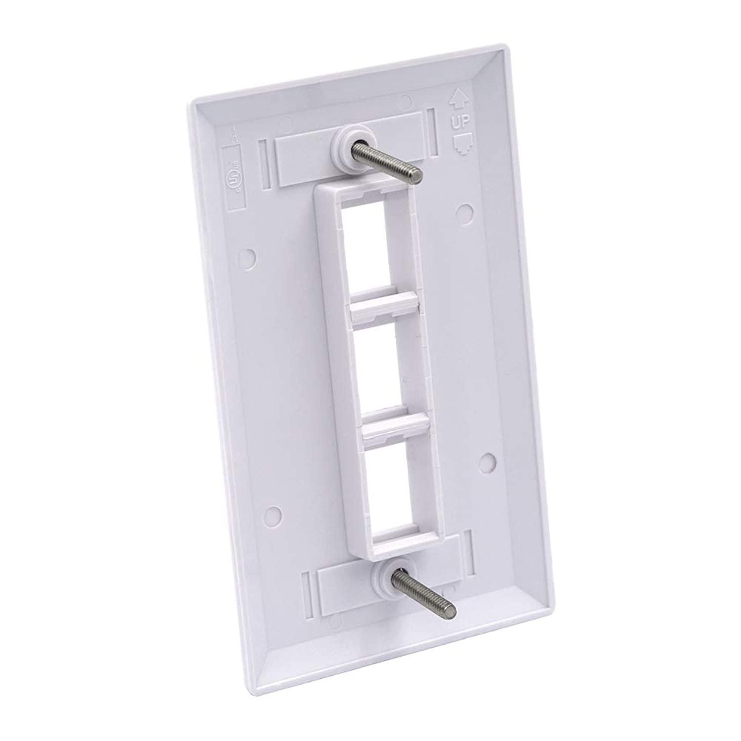 VCE 10 Pack 3-Port Keystone Wall Plate for Keystone Jack and Modular Inserts- White UL Listed