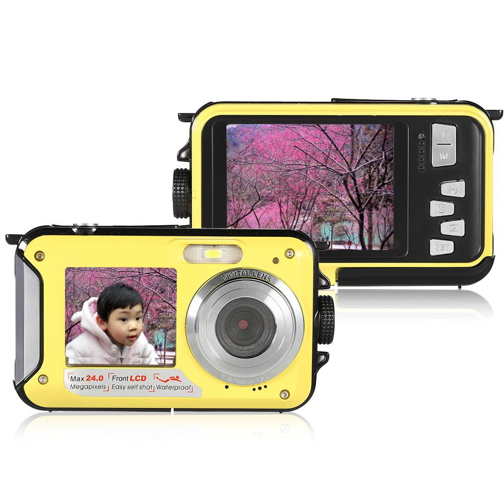 W599 24MP 2.7 Inch Double Screen Waterproof Anti Shake 16X Zoom 1920x1080 HD Camera  Red