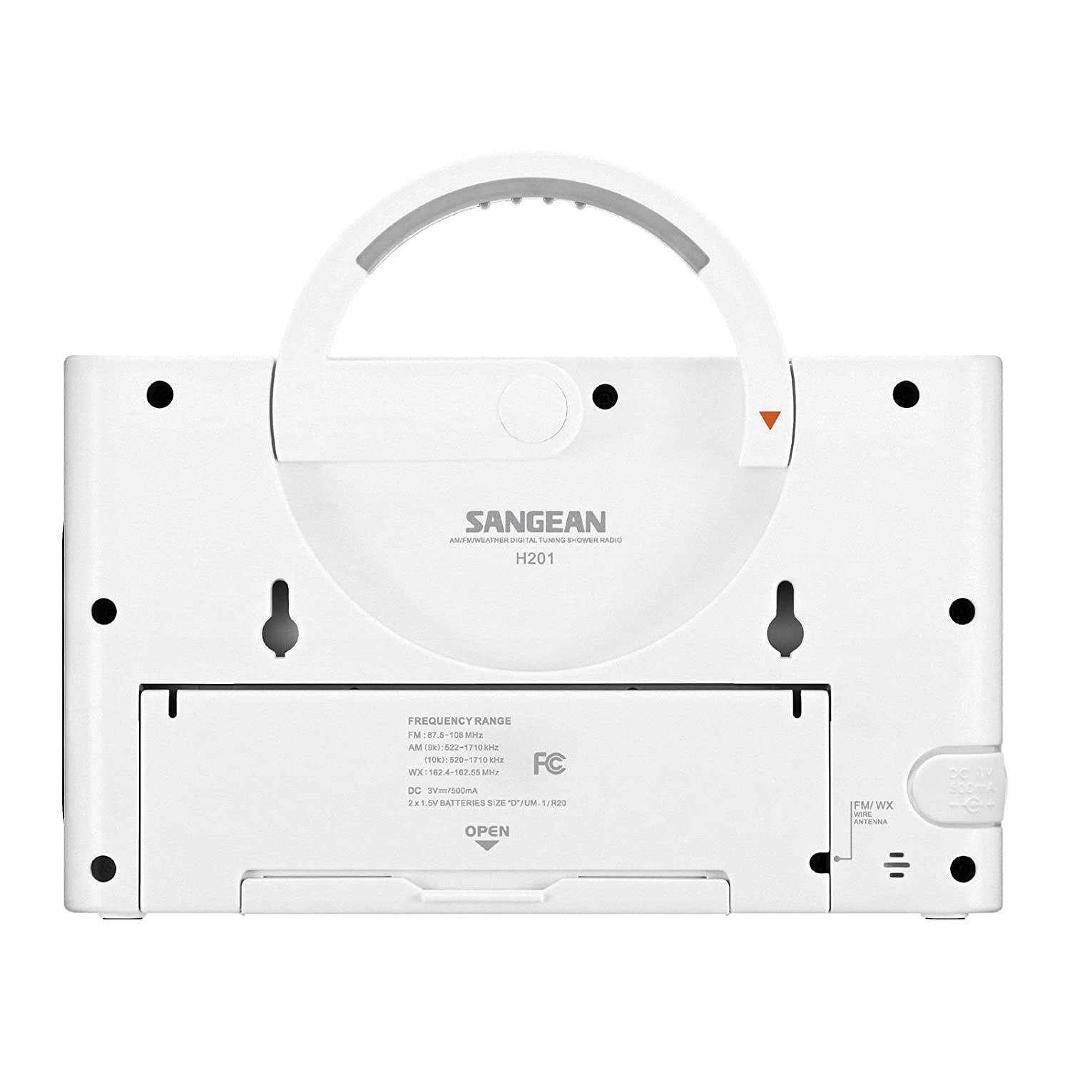 Sangean H201 Portable AM/FM/Weather Alert Digital Tuning Waterproof Shower Radio