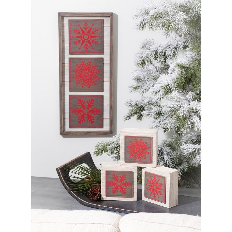 Sullivans Snowflake Wall Decor 8"H Red