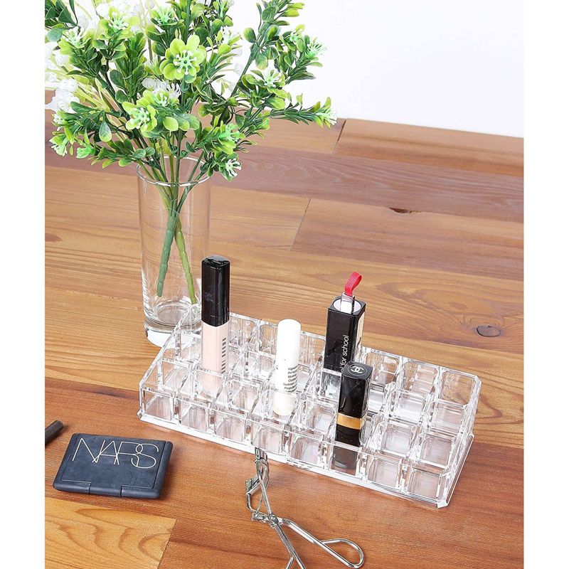 Juvale Clear Acrylic Lipstick Display Organizer for Countertop - 24 Compartments