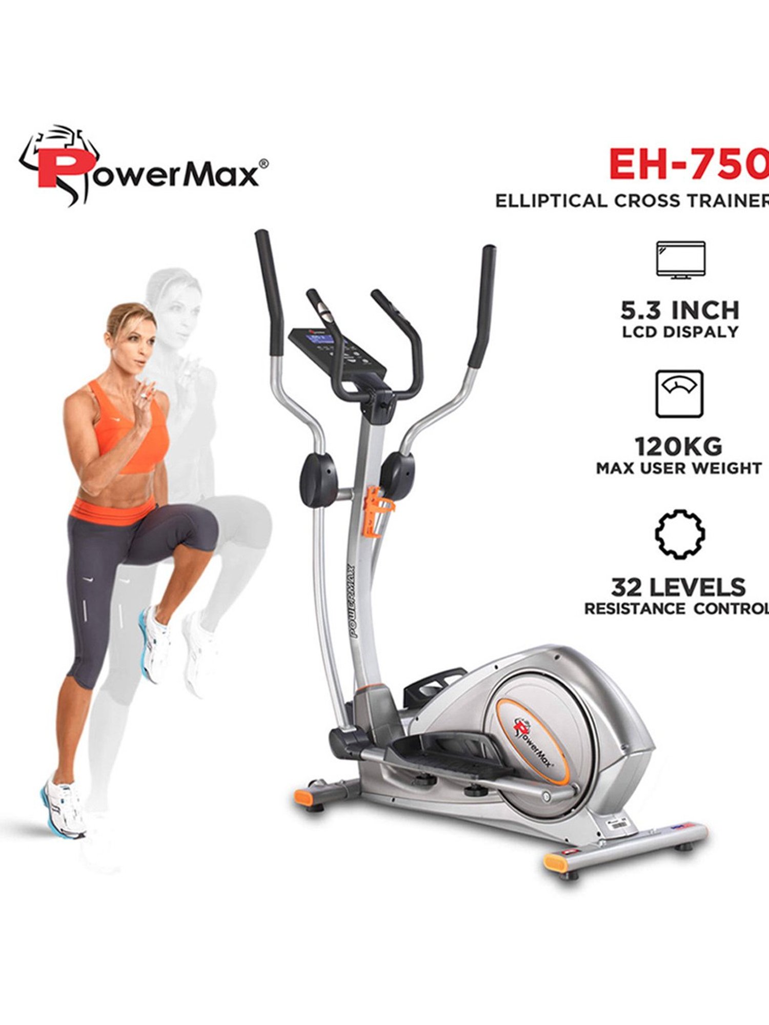 PowerMax Fitness EH-750 Elliptical Trainer (Silver)
