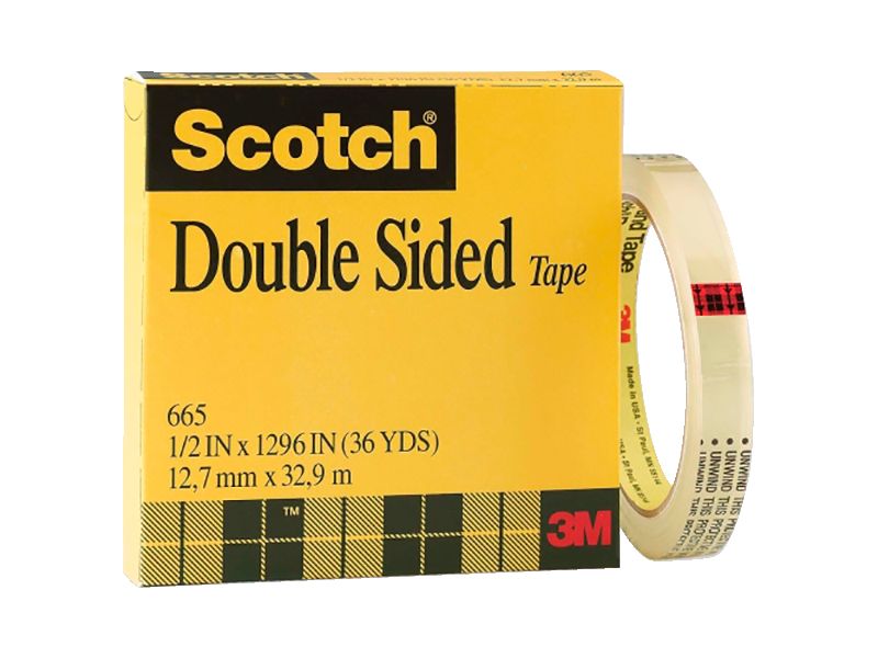 Scotch 665 Double-Sided Tape, 0.50 x 1296 Inches, Clear