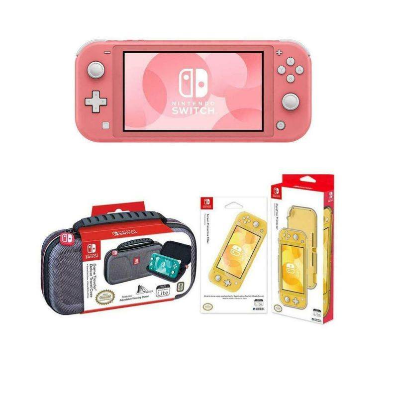 Nintendo Switch Lite, Coral With Nintendo Switch Lite Accessory Bundle
