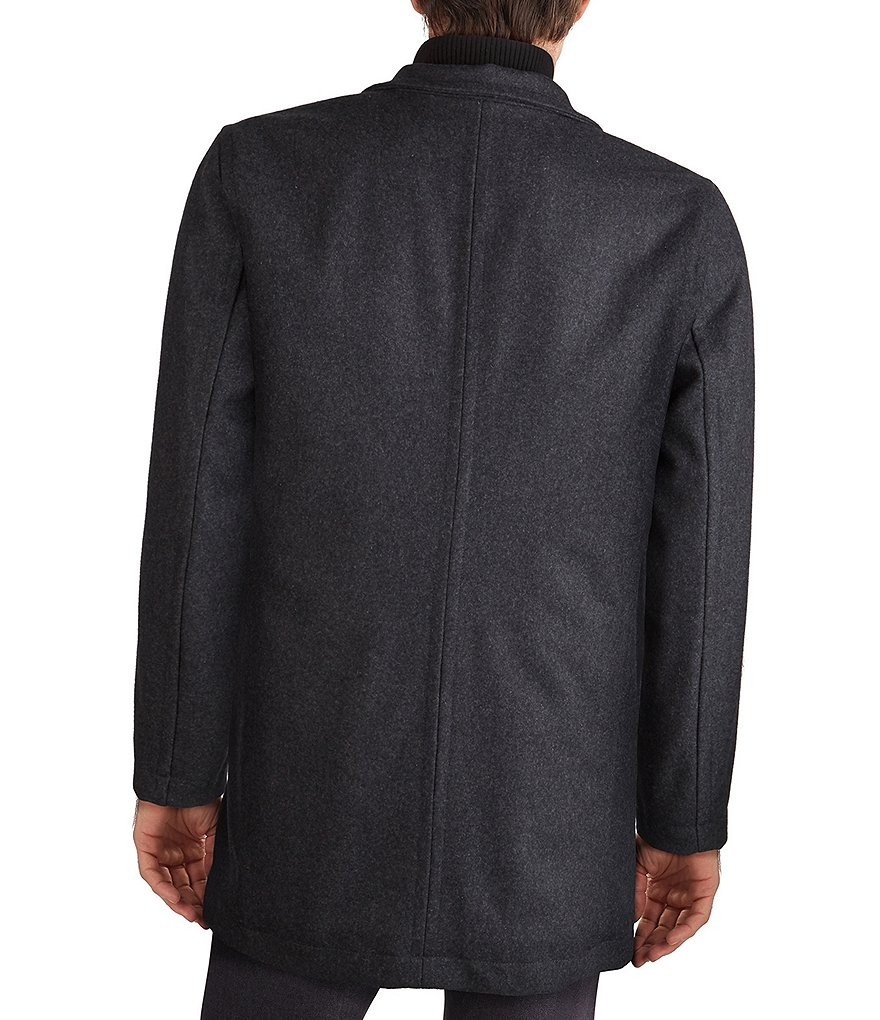 Cole Haan Stand-Collar Attached-Bib Wool Car Coat