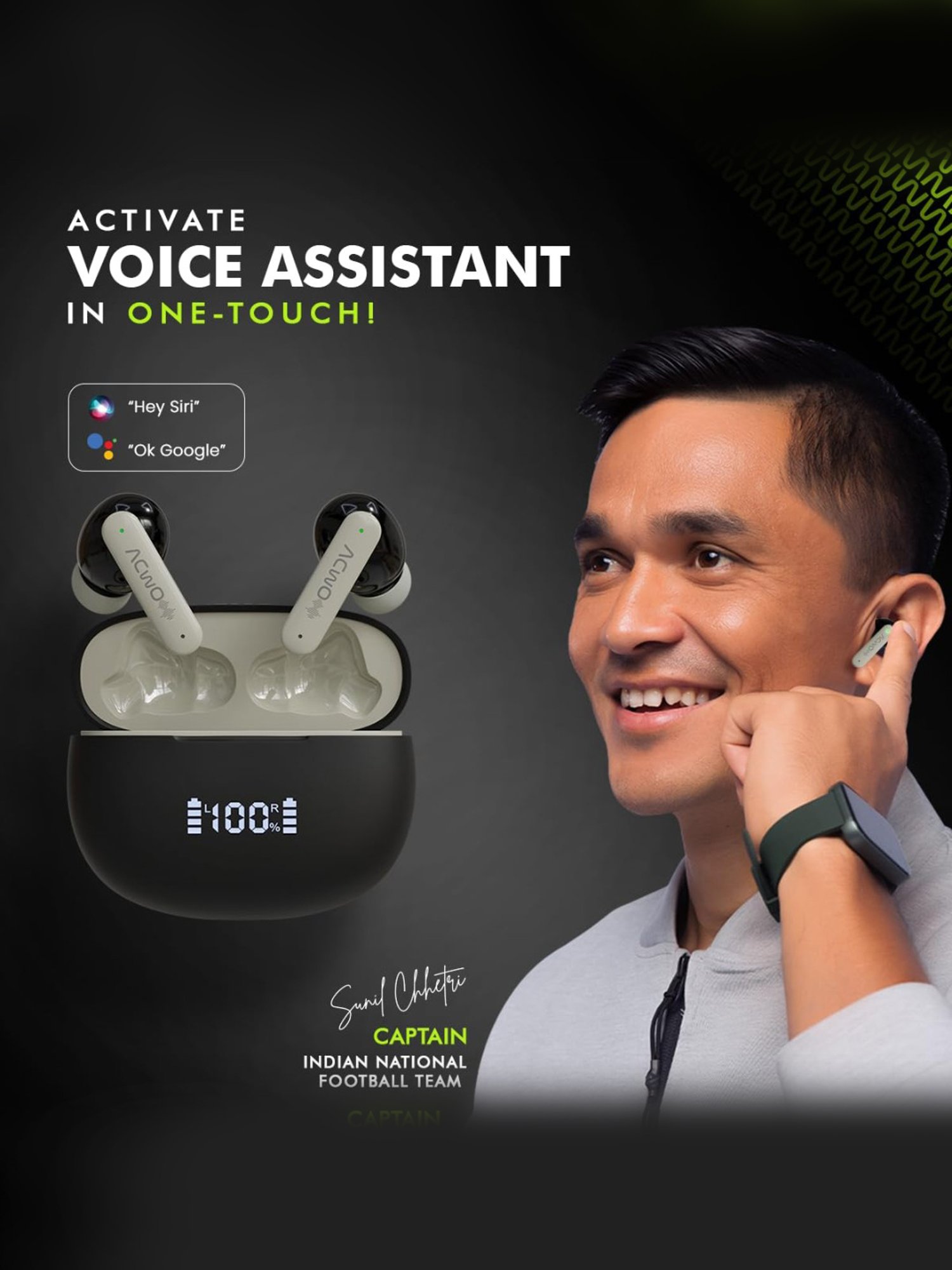 ACwO DwOTS 323 in-Ear BT Earbuds with 48H Playback & ENC Technology (Charcoal Grey, True Wireless)